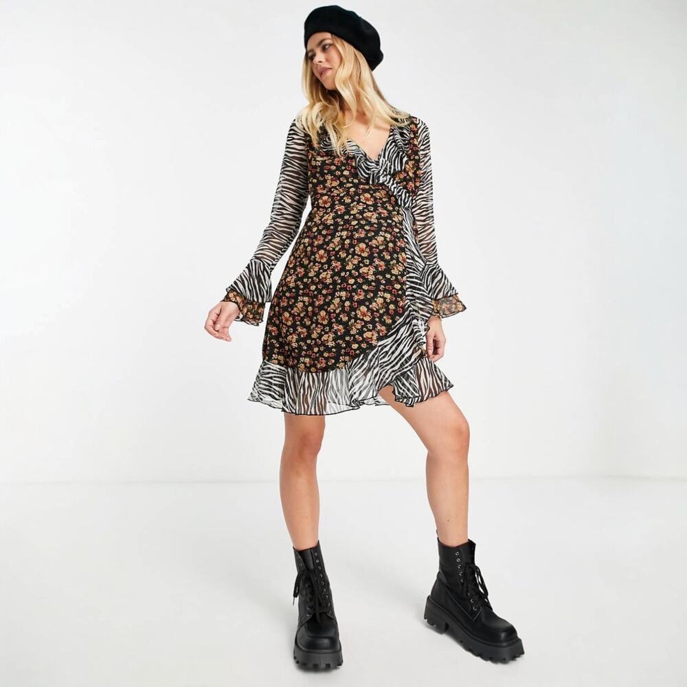 ASOS Maternity Floral and Zebra Print Mini Dress